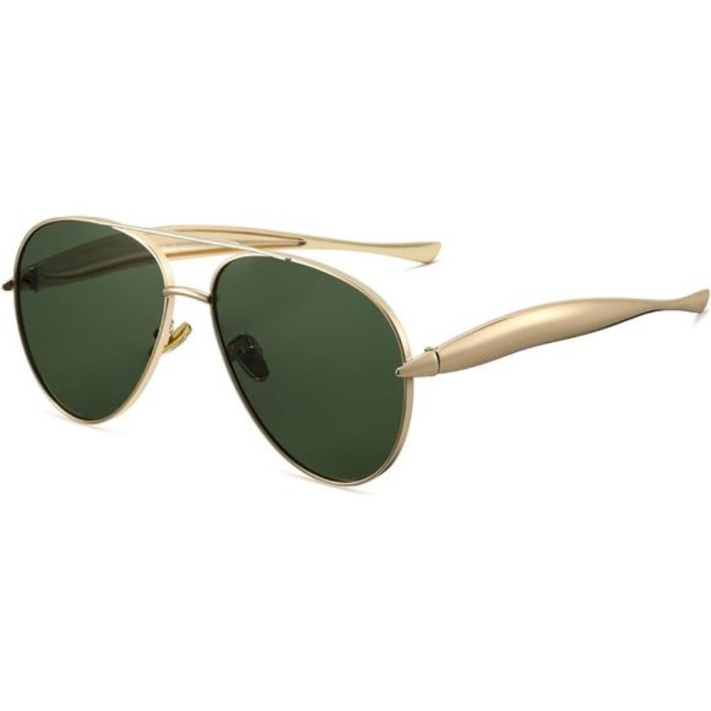 Oversized Gold Aviator Sunglasses for Women Men Retro 70s Metal Big Aviators